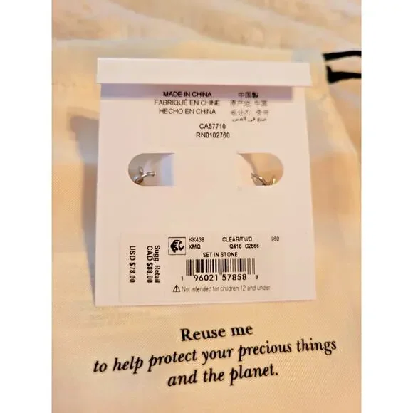 Kate Spade "Set In Stone" Double Huggie Earrings KK438 Gold-Plated Crystal NWT - Picture 5 of 6